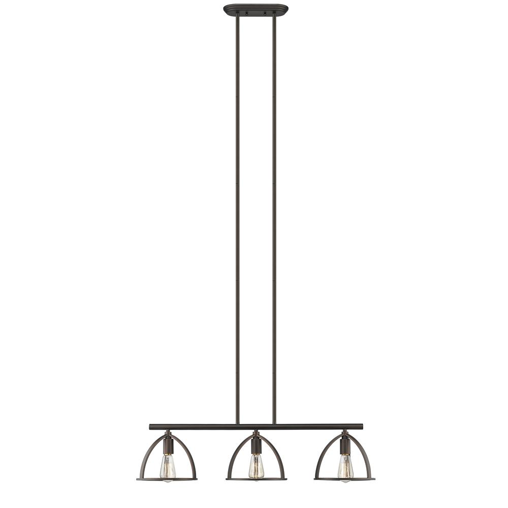 IRONCLAD Industrial 3 Light  Rubbed Bronze Island Pendant 35" Wide. Picture 2