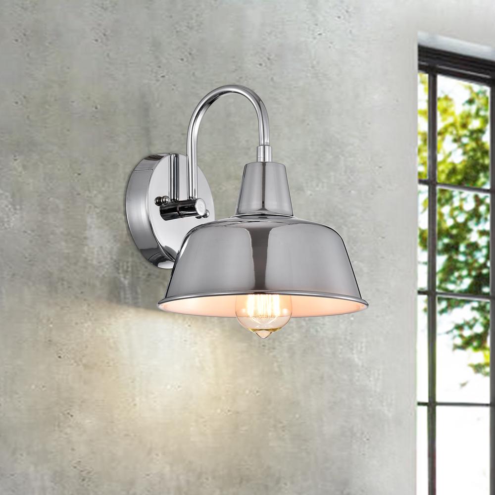 CHLOE Lighting IRONCLAD Industrial 1 Light Chrome Indoor Wall Sconce 9" Wide. Picture 10