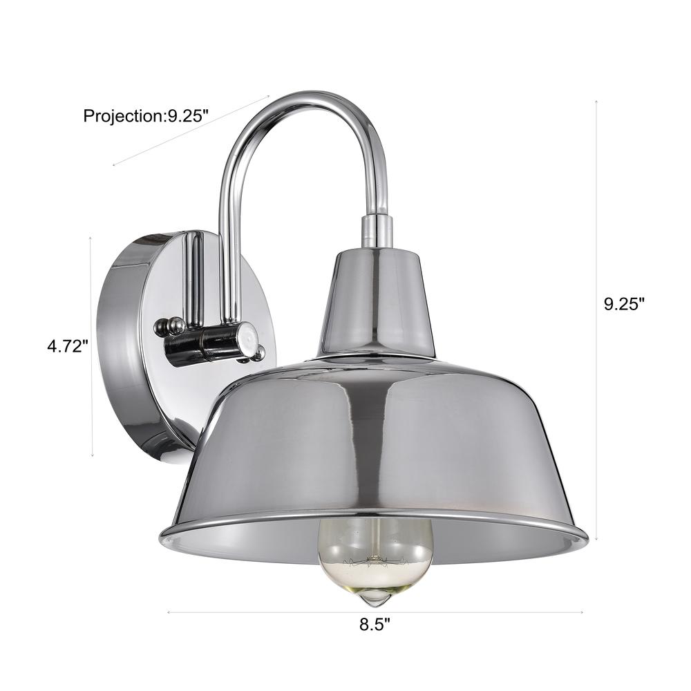 CHLOE Lighting IRONCLAD Industrial 1 Light Chrome Indoor Wall Sconce 9" Wide. Picture 12