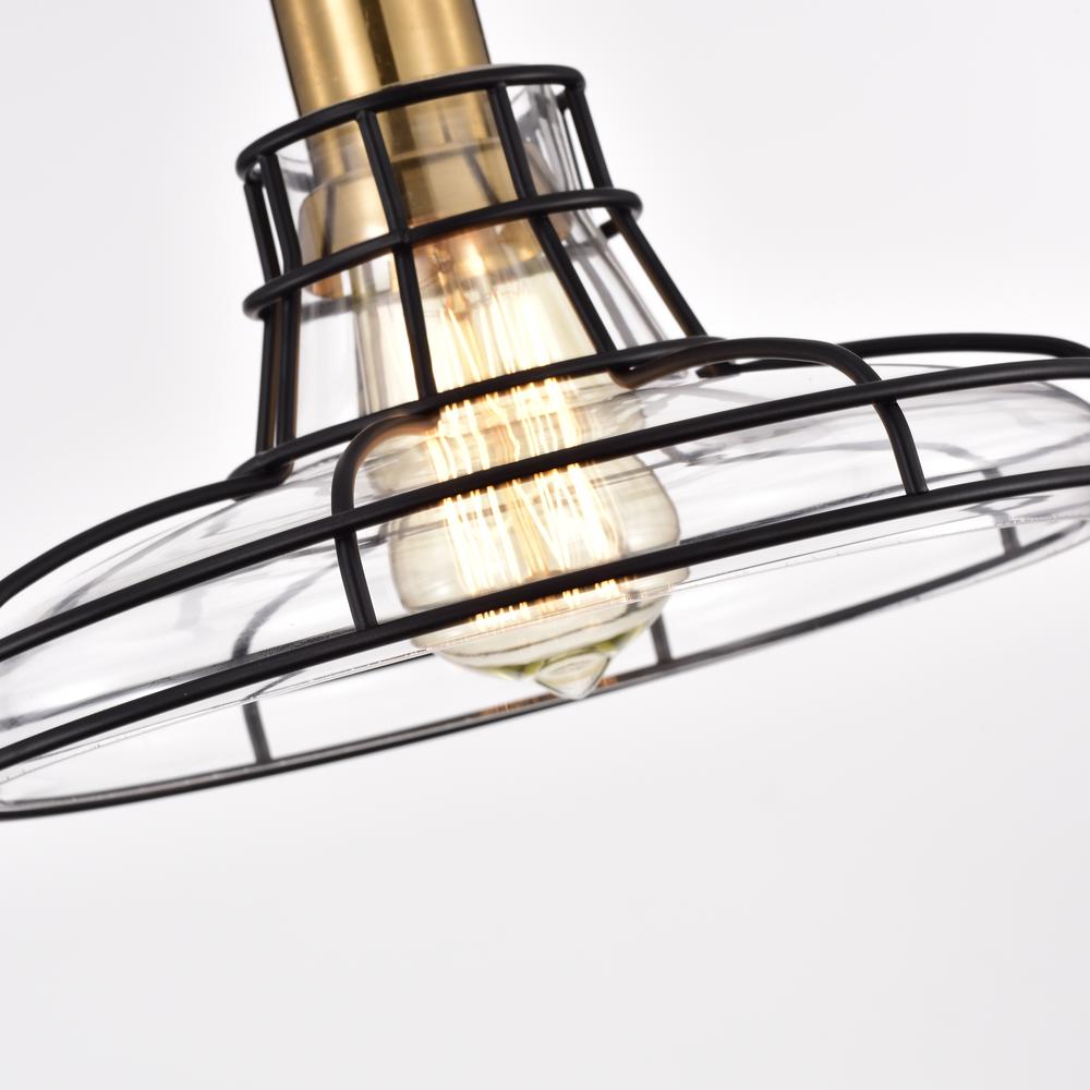 CHLOE Lighting GIANNA Transitional 1 Light Black and Burnished Brass Mini Pendant Ceiling Fixture 10" Wide. Picture 4