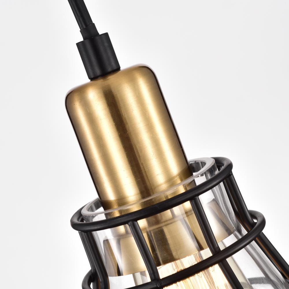CHLOE Lighting GIANNA Transitional 1 Light Black and Burnished Brass Mini Pendant Ceiling Fixture 10" Wide. Picture 7