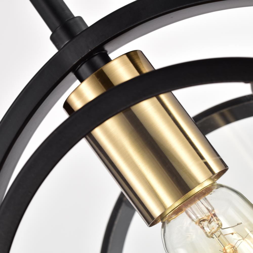 CHLOE Lighting CHRISTINE Transitional 1 Light Black and Burnished Brass Mini Pendant Ceiling Fixture 10" Wide. Picture 4