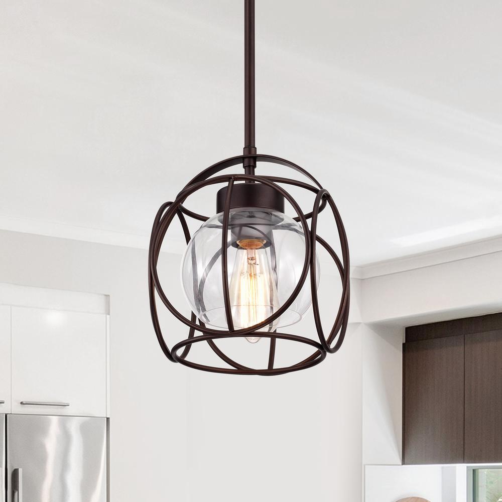 CHLOE Lighting RYLEE Transitional 1 Light Oil Rubbed Bronze Mini Pendant Ceiling Fixture 10" Wide. Picture 8