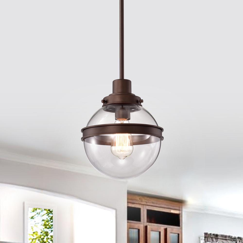 CHLOE Lighting ROAN Transitional 1 Light Oil Rubbed Bronze Mini Pendant Ceiling Fixture 9" Wide. Picture 9