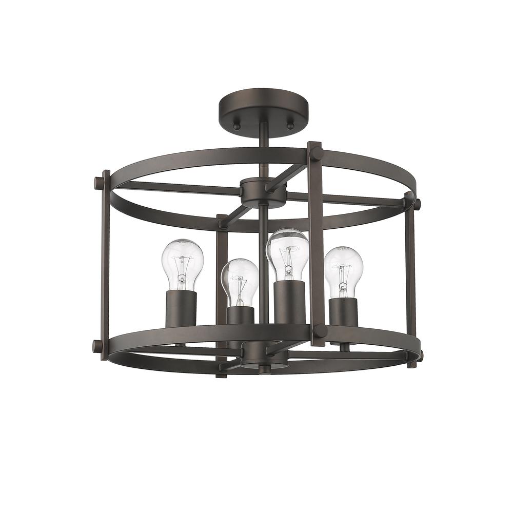 IRONCLAD Farmhouse 4 Light  Rubbed Bronze Convertible Semi-flush Ceiling Fixture 17.5" Wide. Picture 3