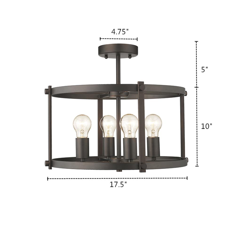 IRONCLAD Farmhouse 4 Light  Rubbed Bronze Convertible Semi-flush Ceiling Fixture 17.5" Wide. Picture 1