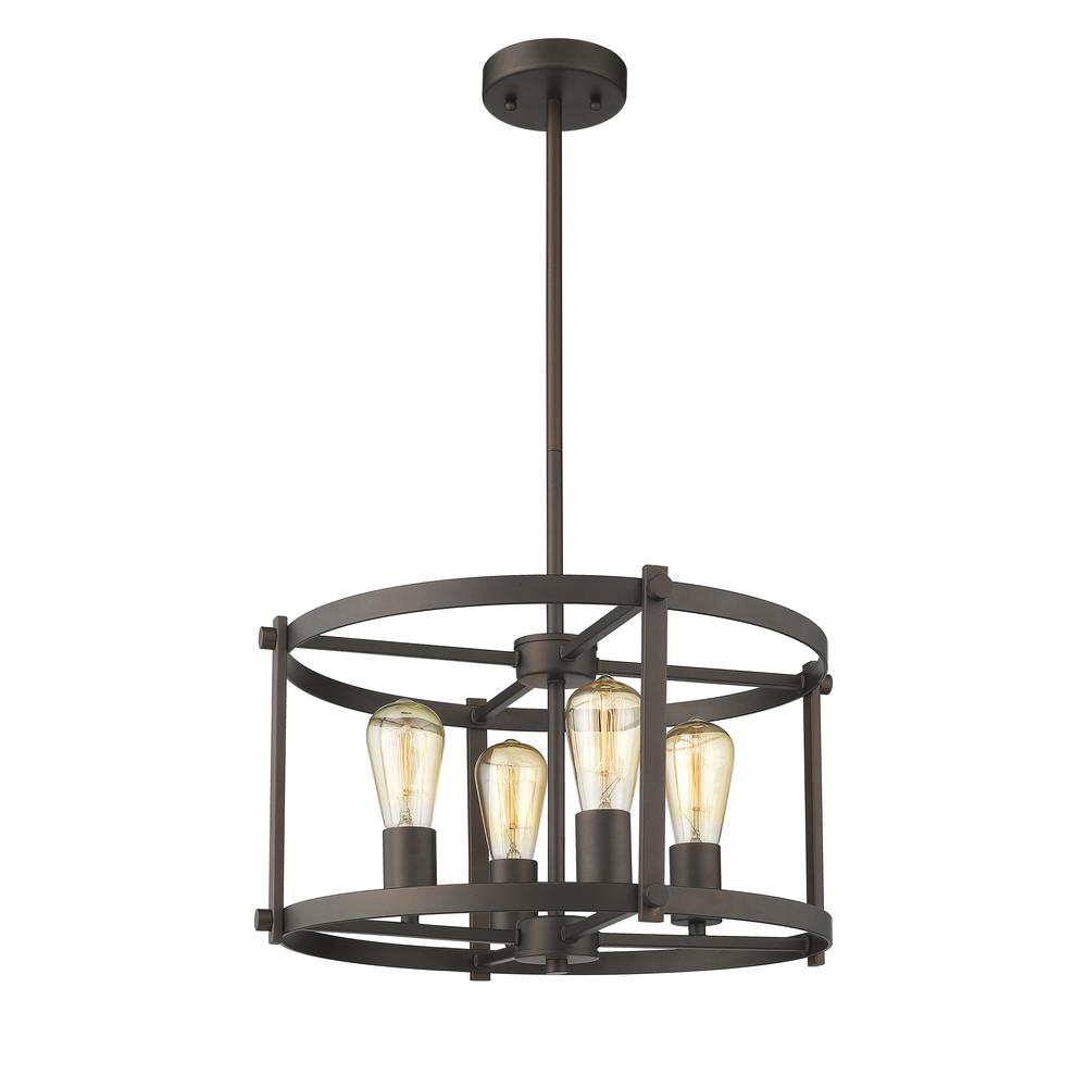 IRONCLAD Farmhouse 4 Light  Rubbed Bronze Convertible Ceiling Pendant 17.5" Wide. Picture 6
