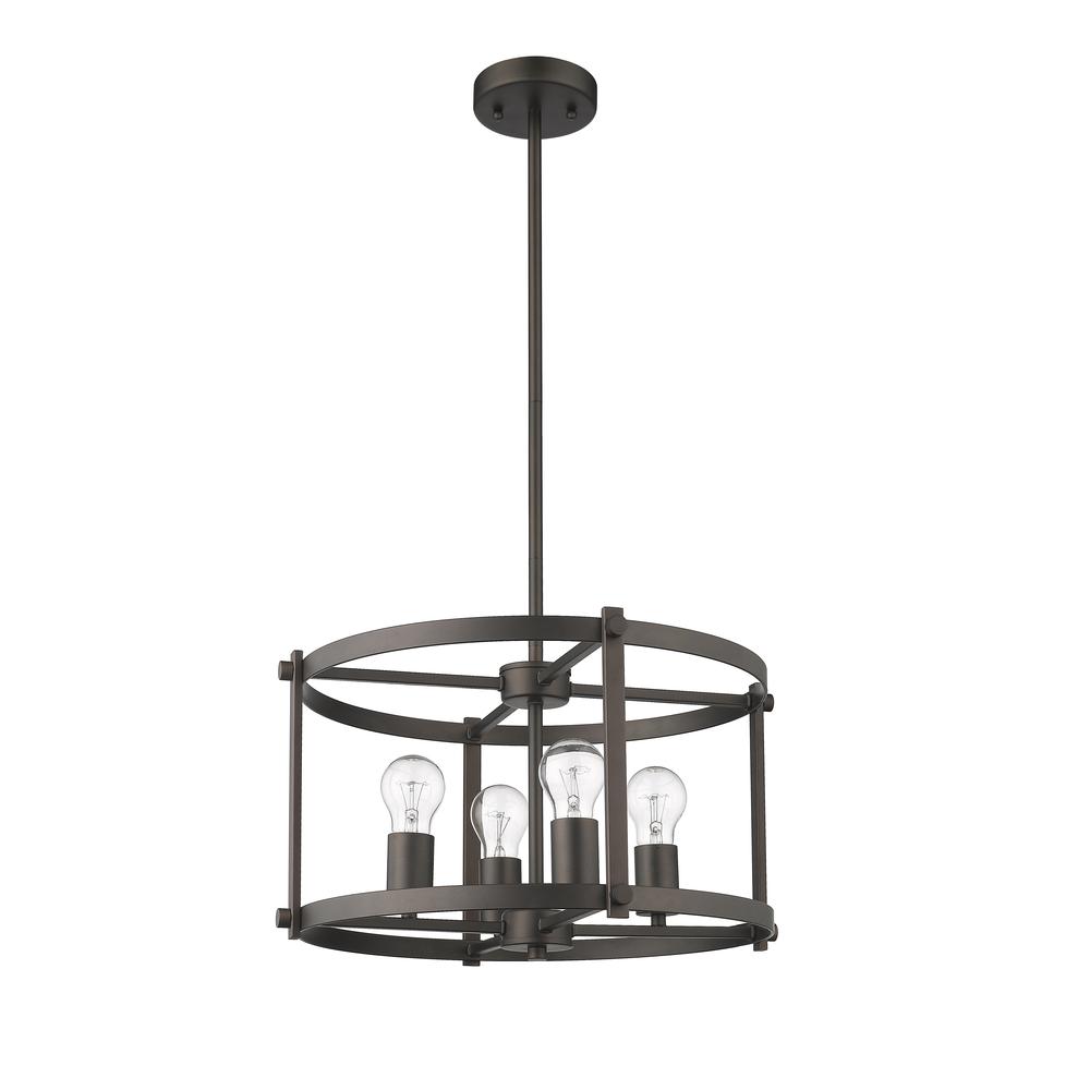 IRONCLAD Farmhouse 4 Light  Rubbed Bronze Convertible Ceiling Pendant 17.5" Wide. Picture 5
