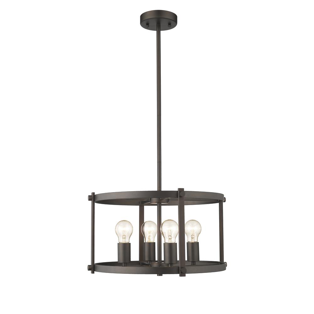 IRONCLAD Farmhouse 4 Light  Rubbed Bronze Convertible Ceiling Pendant 17.5" Wide. Picture 4