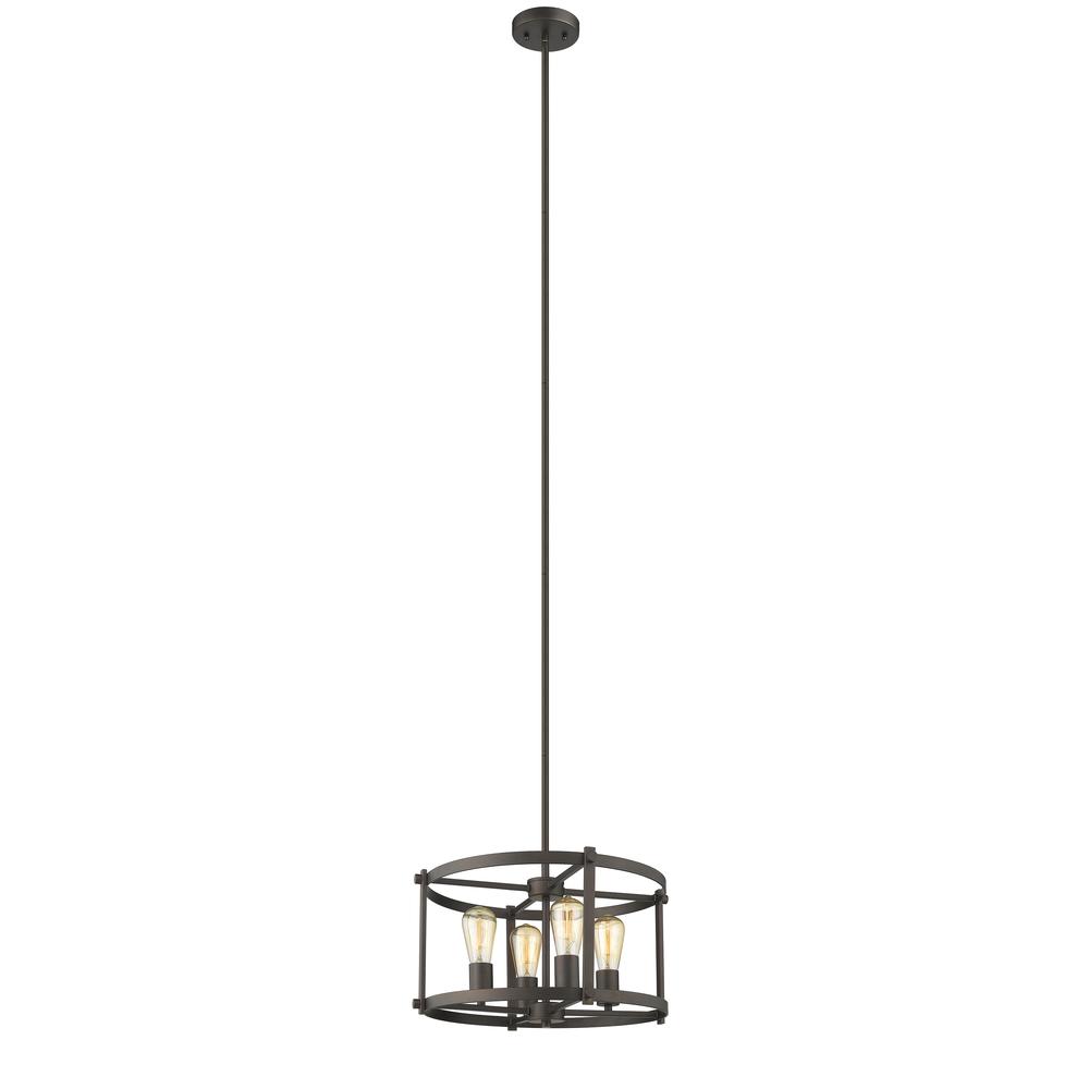IRONCLAD Farmhouse 4 Light  Rubbed Bronze Convertible Ceiling Pendant 17.5" Wide. Picture 3