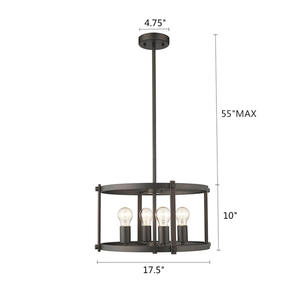 IRONCLAD Farmhouse 4 Light  Rubbed Bronze Convertible Ceiling Pendant 17.5" Wide. Picture 1