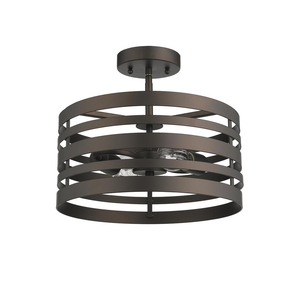 PAISLEY Farmhouse 2 Light  Rubbed Bronze Semi-flush Ceiling Fixture 13" Wide. Picture 2