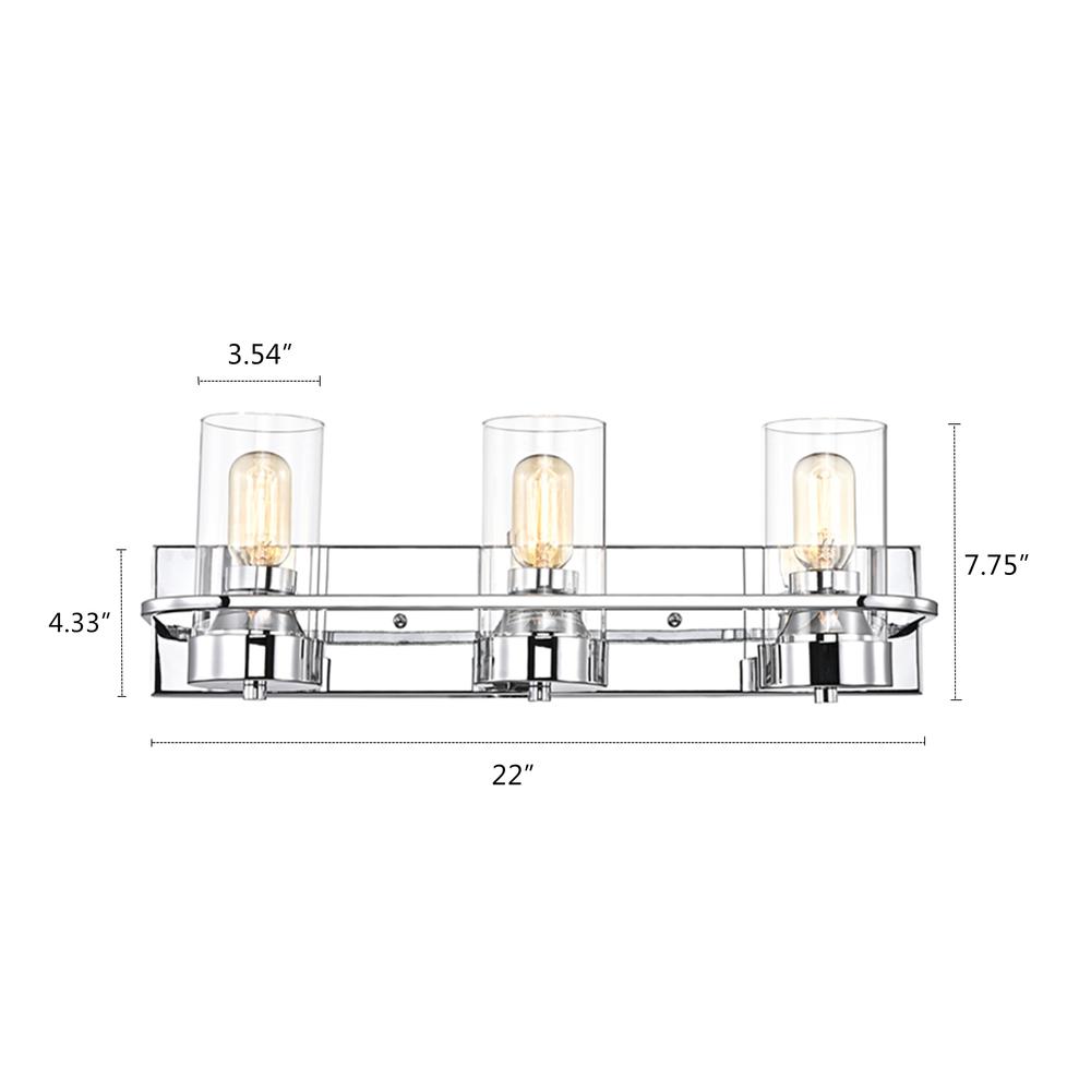 CHLOE Lighting RAELYN Contemporary 3 Light Chrome Bath Vanity Fixture 22" Width. Picture 9