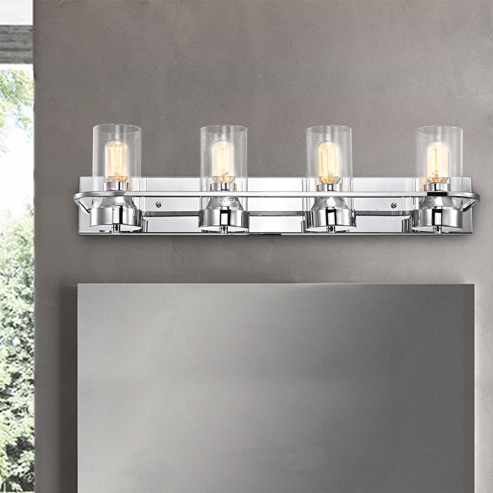CHLOE Lighting RAELYN Contemporary 4 Light Chrome Bath Vanity Fixture 30" Width. Picture 8