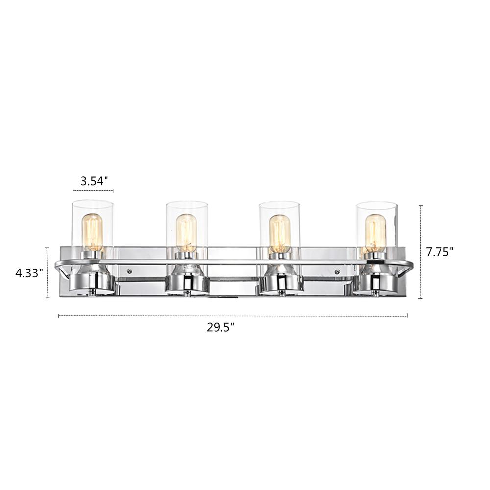 CHLOE Lighting RAELYN Contemporary 4 Light Chrome Bath Vanity Fixture 30" Width. Picture 9