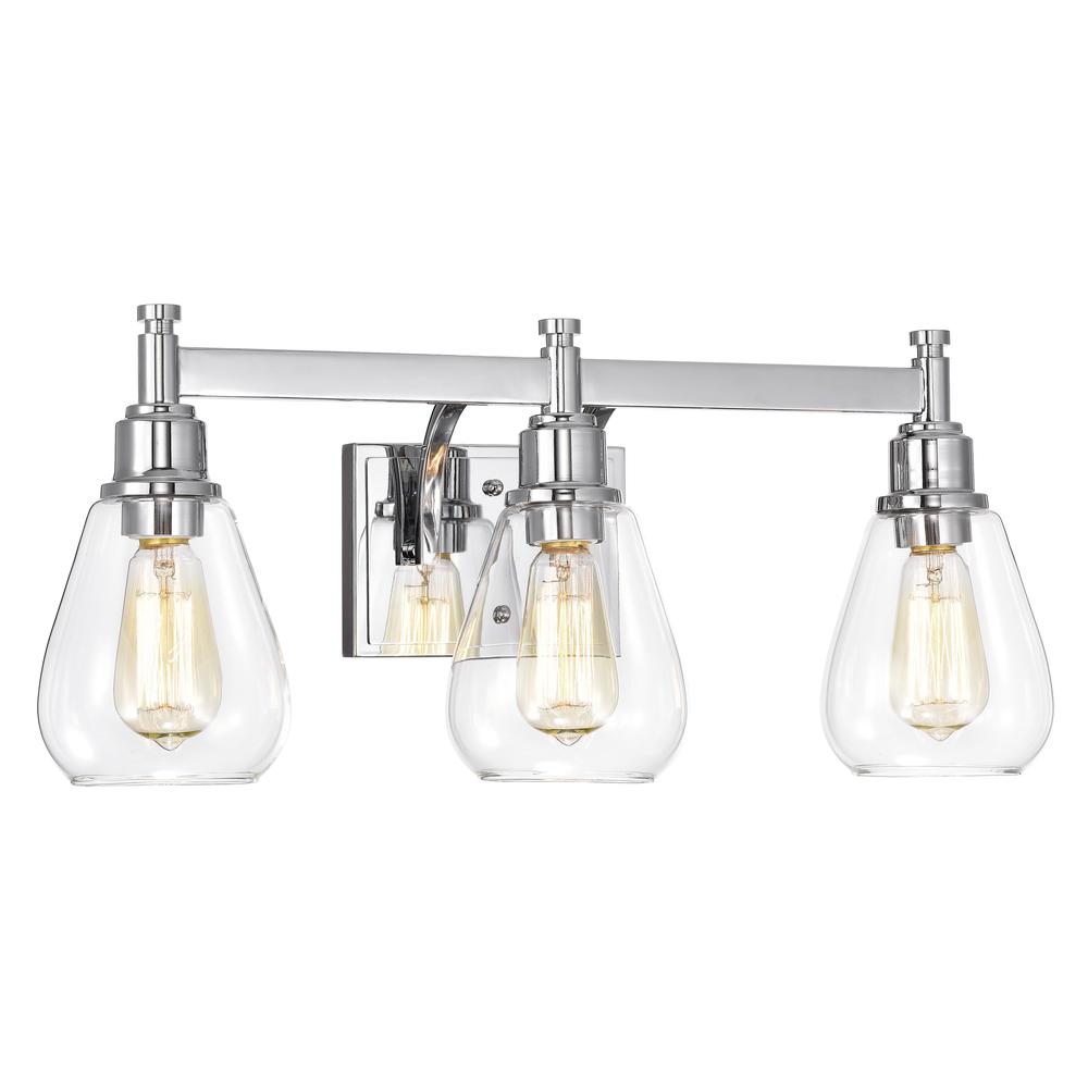 CHLOE Lighting HUDSON Transitional 3 Light Chrome Bath Vanity Fixture 23" Wide. Picture 1