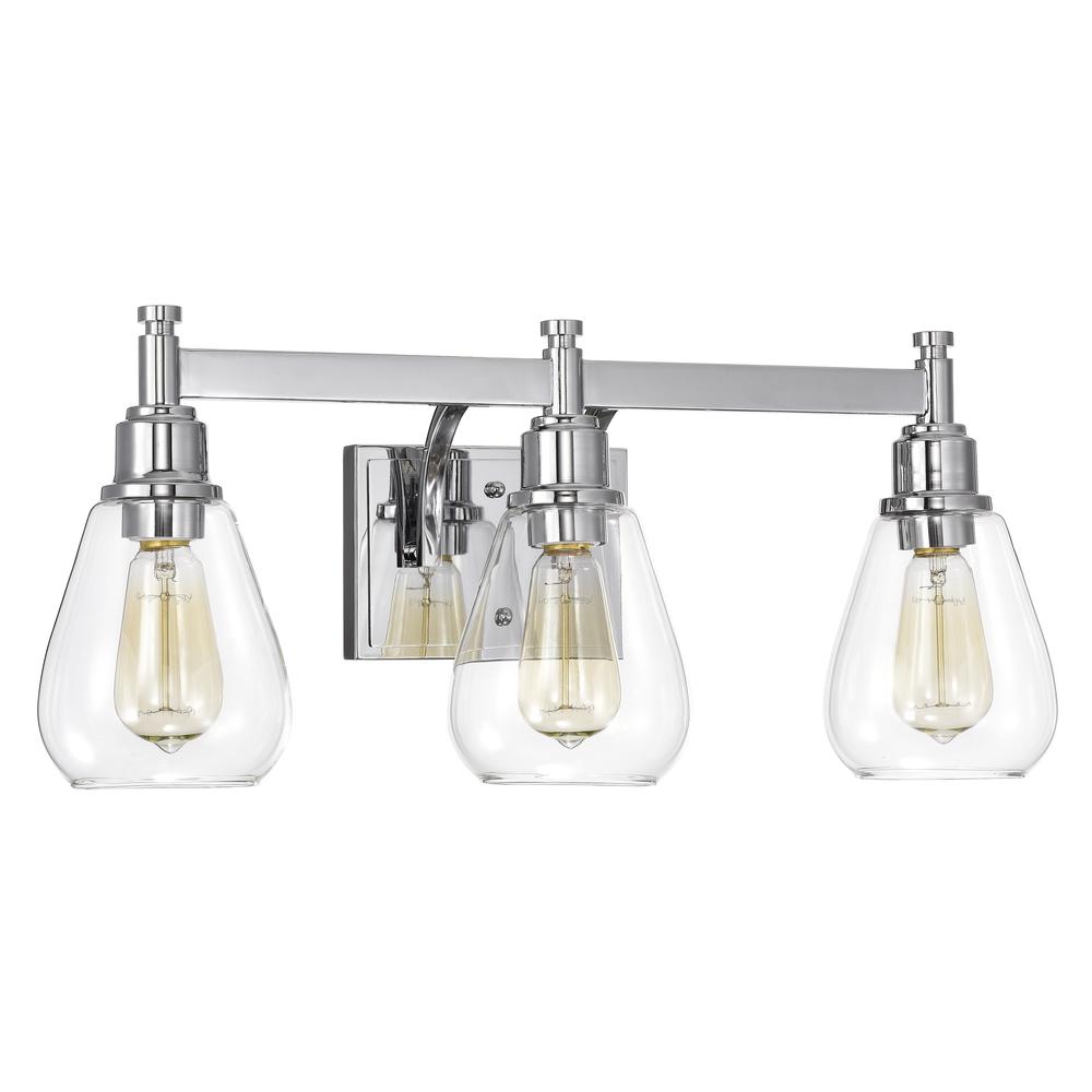 CHLOE Lighting HUDSON Transitional 3 Light Chrome Bath Vanity Fixture 23" Wide. Picture 2
