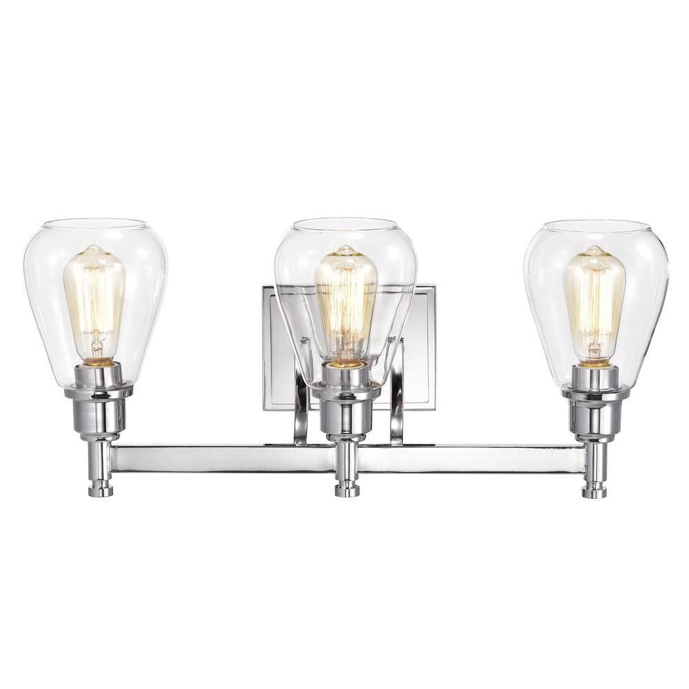 CHLOE Lighting HUDSON Transitional 3 Light Chrome Bath Vanity Fixture 23" Wide. Picture 3