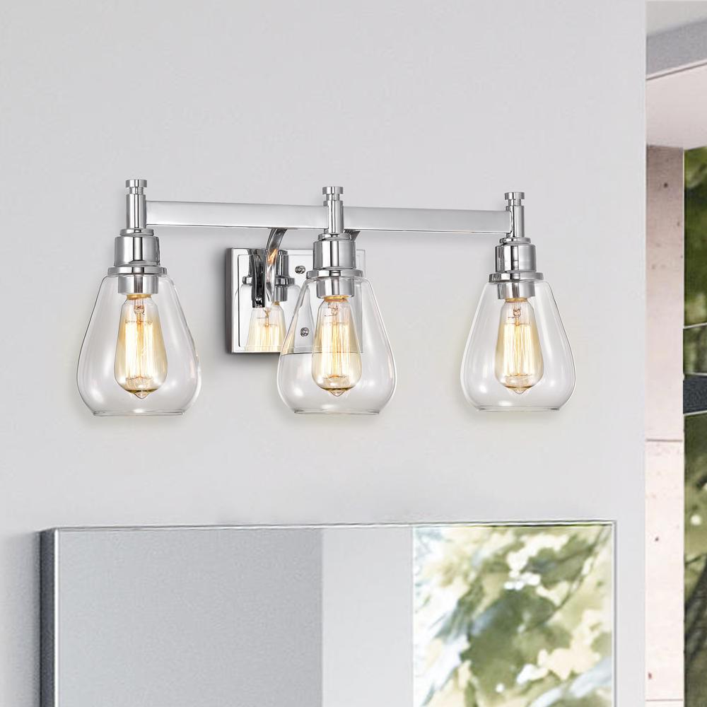CHLOE Lighting HUDSON Transitional 3 Light Chrome Bath Vanity Fixture 23" Wide. Picture 7
