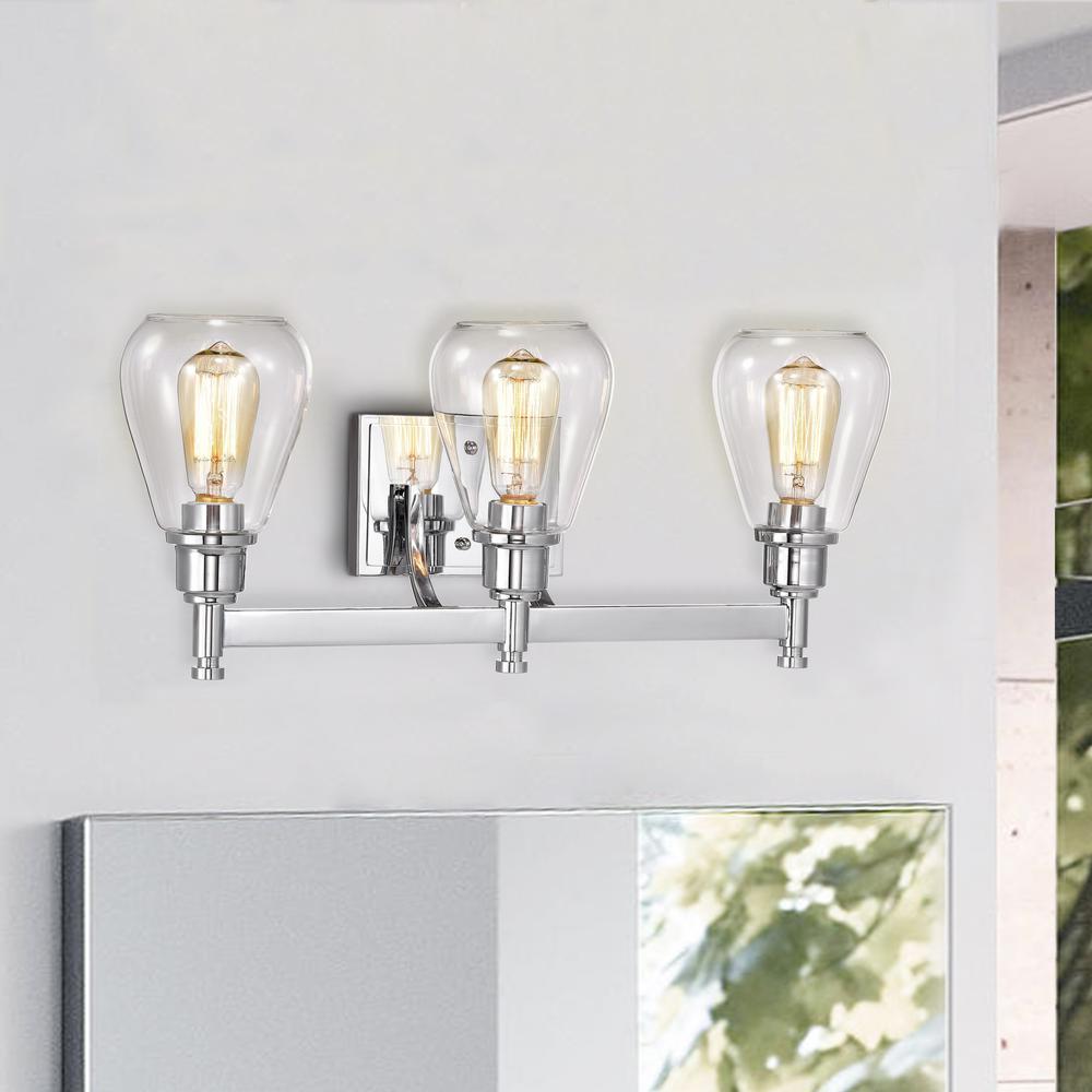 CHLOE Lighting HUDSON Transitional 3 Light Chrome Bath Vanity Fixture 23" Wide. Picture 10