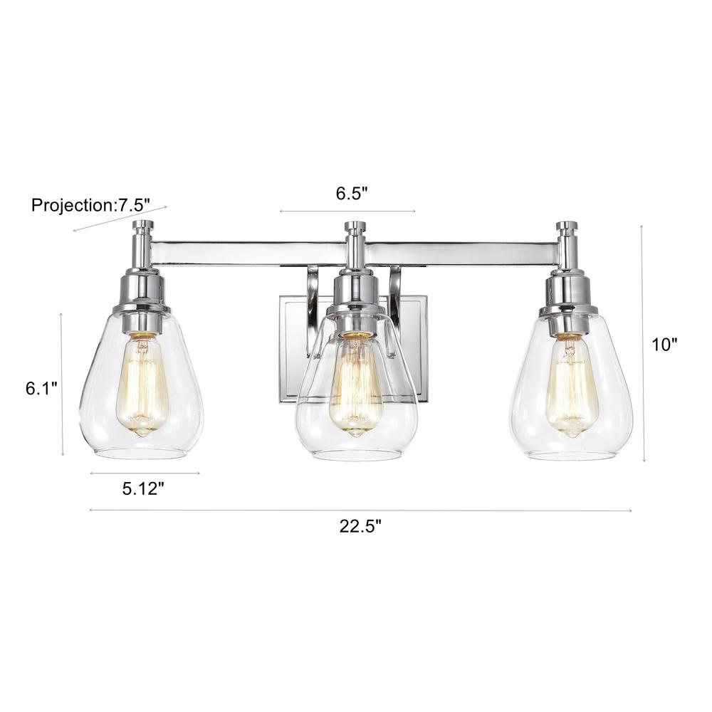 CHLOE Lighting HUDSON Transitional 3 Light Chrome Bath Vanity Fixture 23" Wide. Picture 9