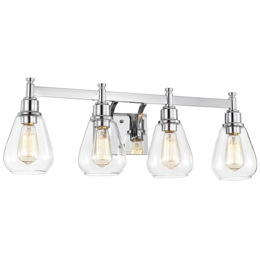 CHLOE Lighting HUDSON Transitional 4 Light Chrome Bath Vanity Fixture 29" Wide. Picture 1