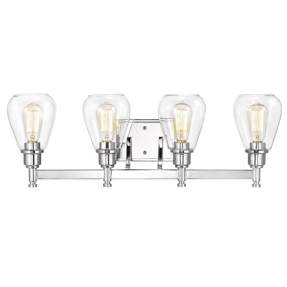 CHLOE Lighting HUDSON Transitional 4 Light Chrome Bath Vanity Fixture 29" Wide. Picture 3