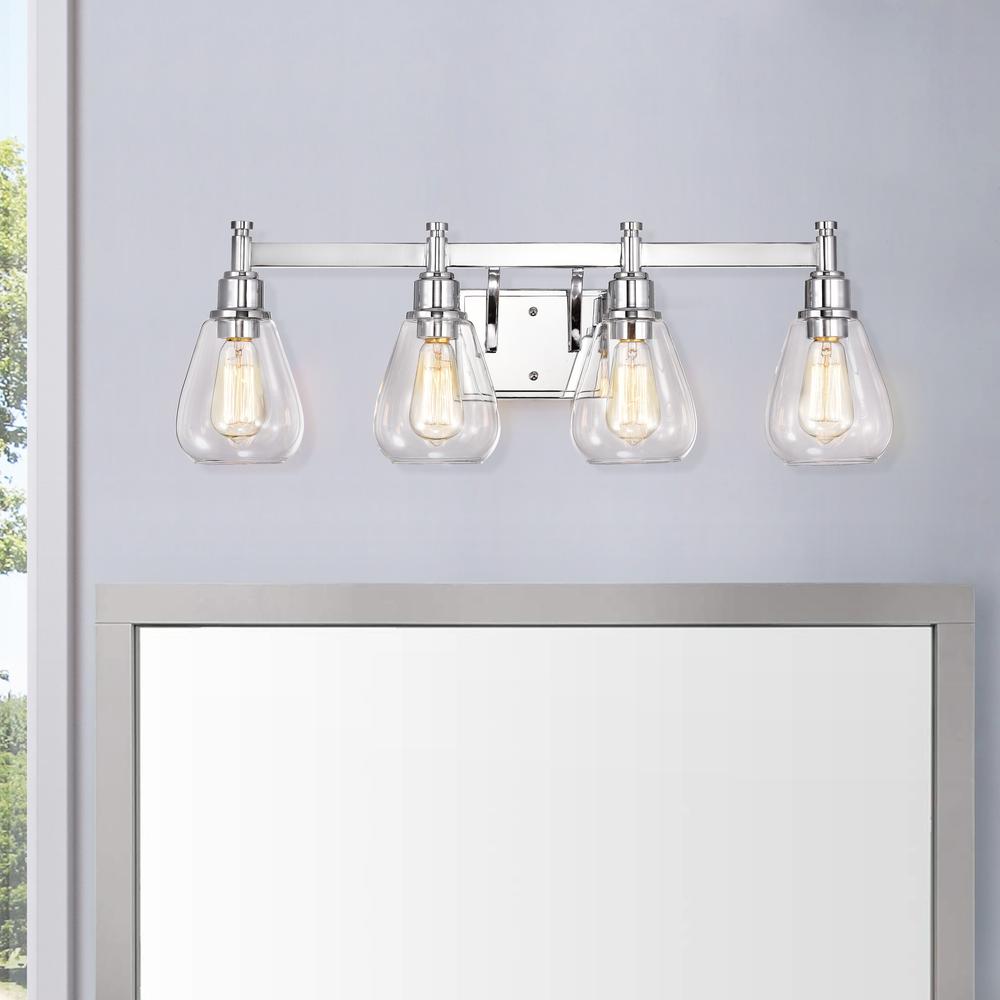 CHLOE Lighting HUDSON Transitional 4 Light Chrome Bath Vanity Fixture 29" Wide. Picture 7