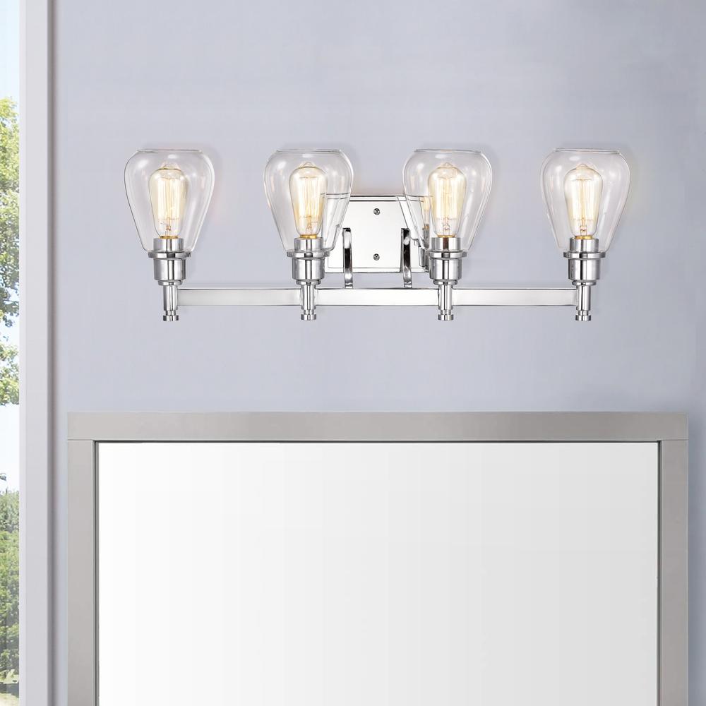 CHLOE Lighting HUDSON Transitional 4 Light Chrome Bath Vanity Fixture 29" Wide. Picture 10