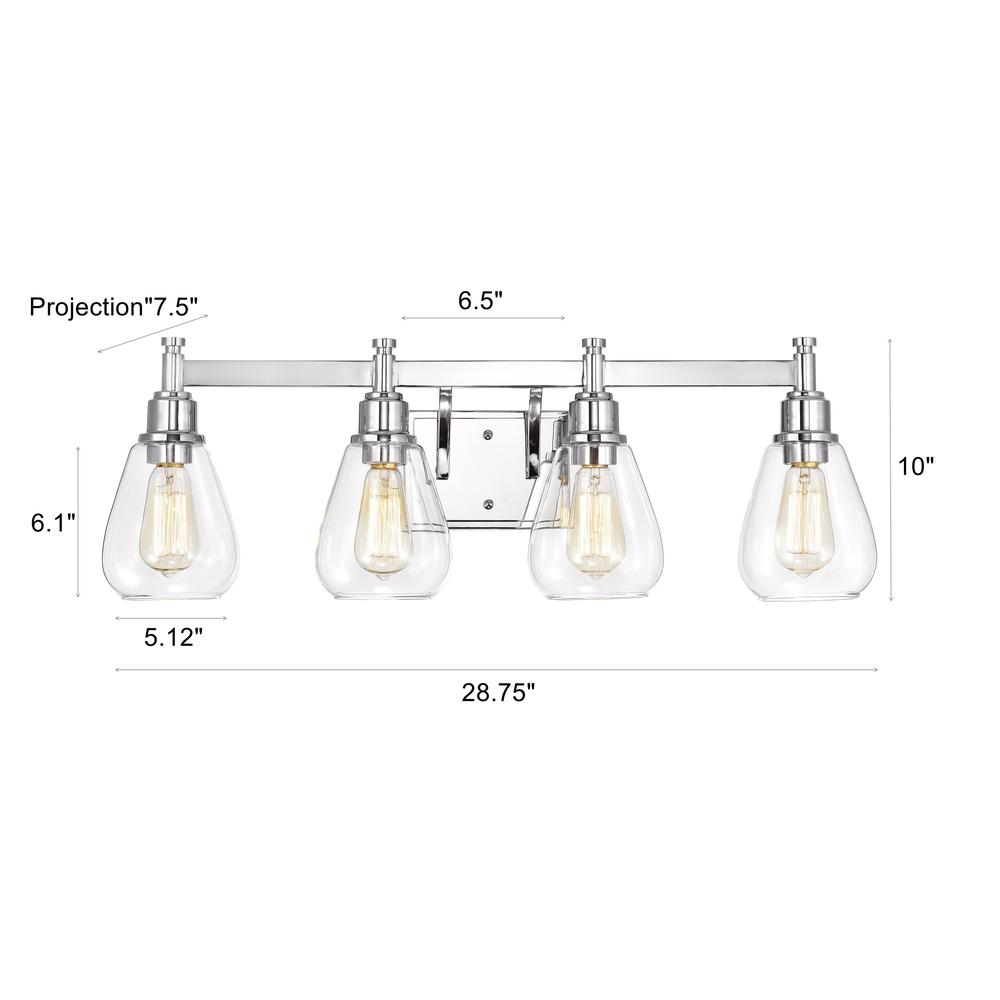 CHLOE Lighting HUDSON Transitional 4 Light Chrome Bath Vanity Fixture 29" Wide. Picture 9
