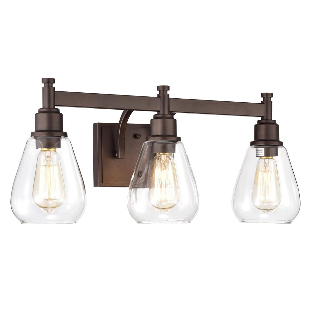 CHLOE Lighting HUDSON Transitional 3 Light Oil Rubbed Bronze Bath Vanity Fixture 23" Wide. Picture 1