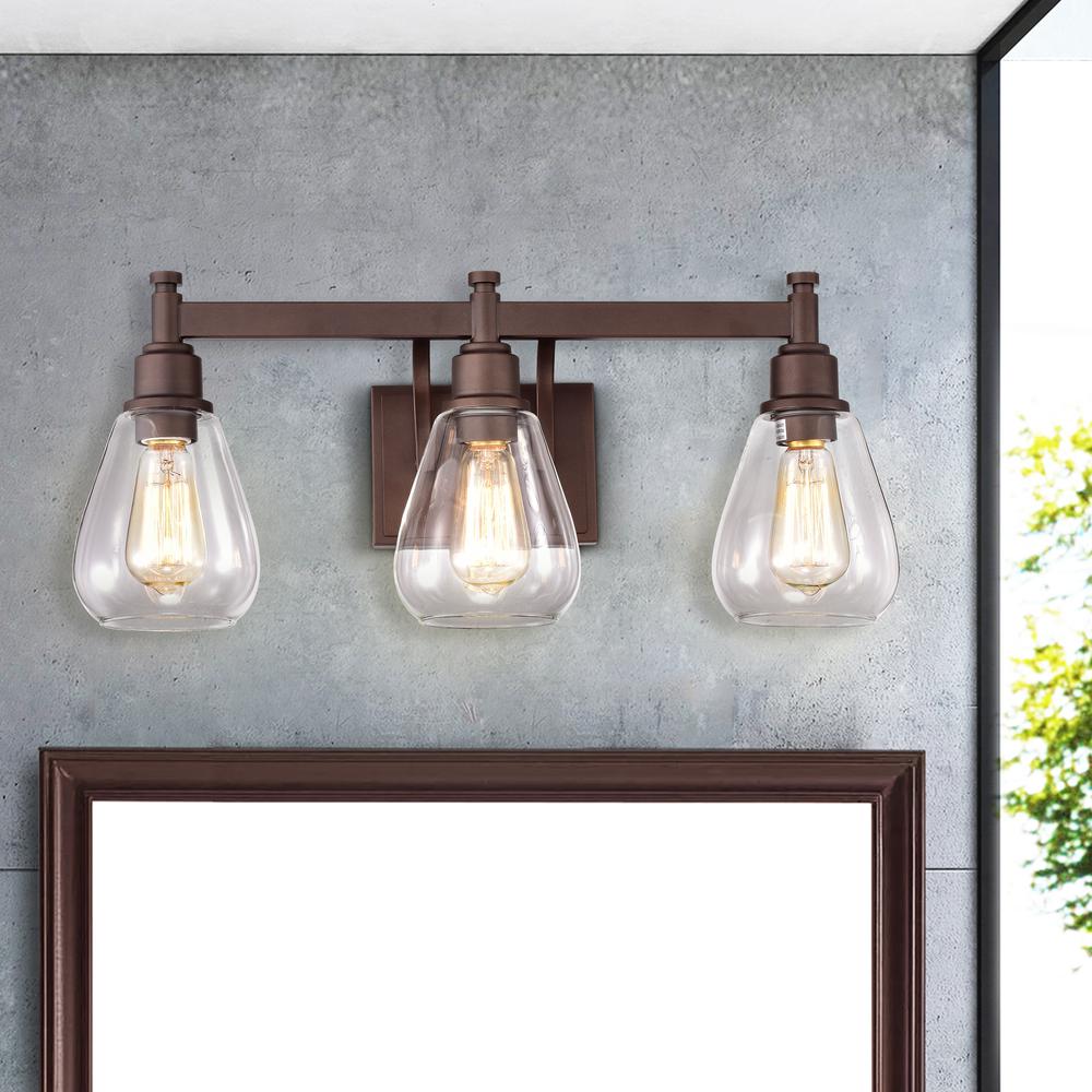 CHLOE Lighting HUDSON Transitional 3 Light Oil Rubbed Bronze Bath Vanity Fixture 23" Wide. Picture 7