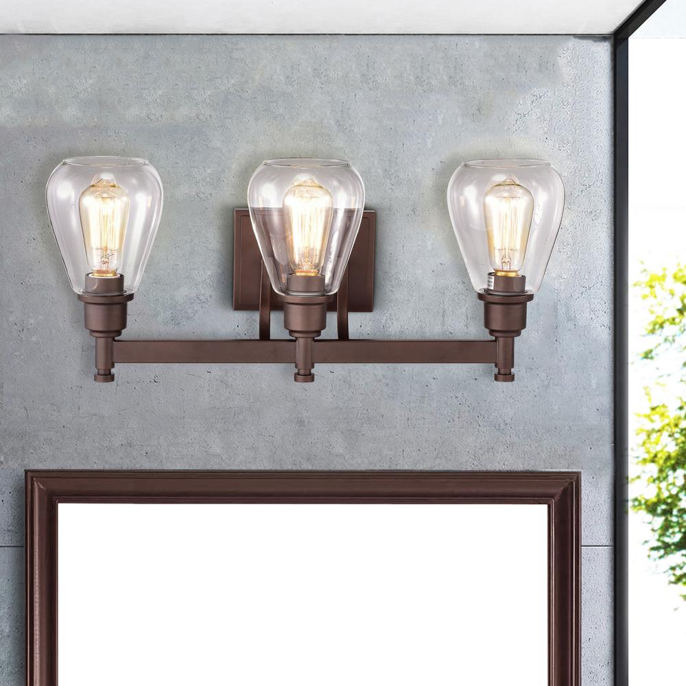 CHLOE Lighting HUDSON Transitional 3 Light Oil Rubbed Bronze Bath Vanity Fixture 23" Wide. Picture 9