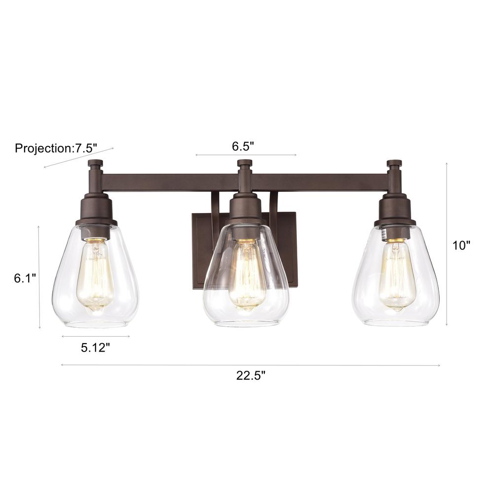 CHLOE Lighting HUDSON Transitional 3 Light Oil Rubbed Bronze Bath Vanity Fixture 23" Wide. Picture 10