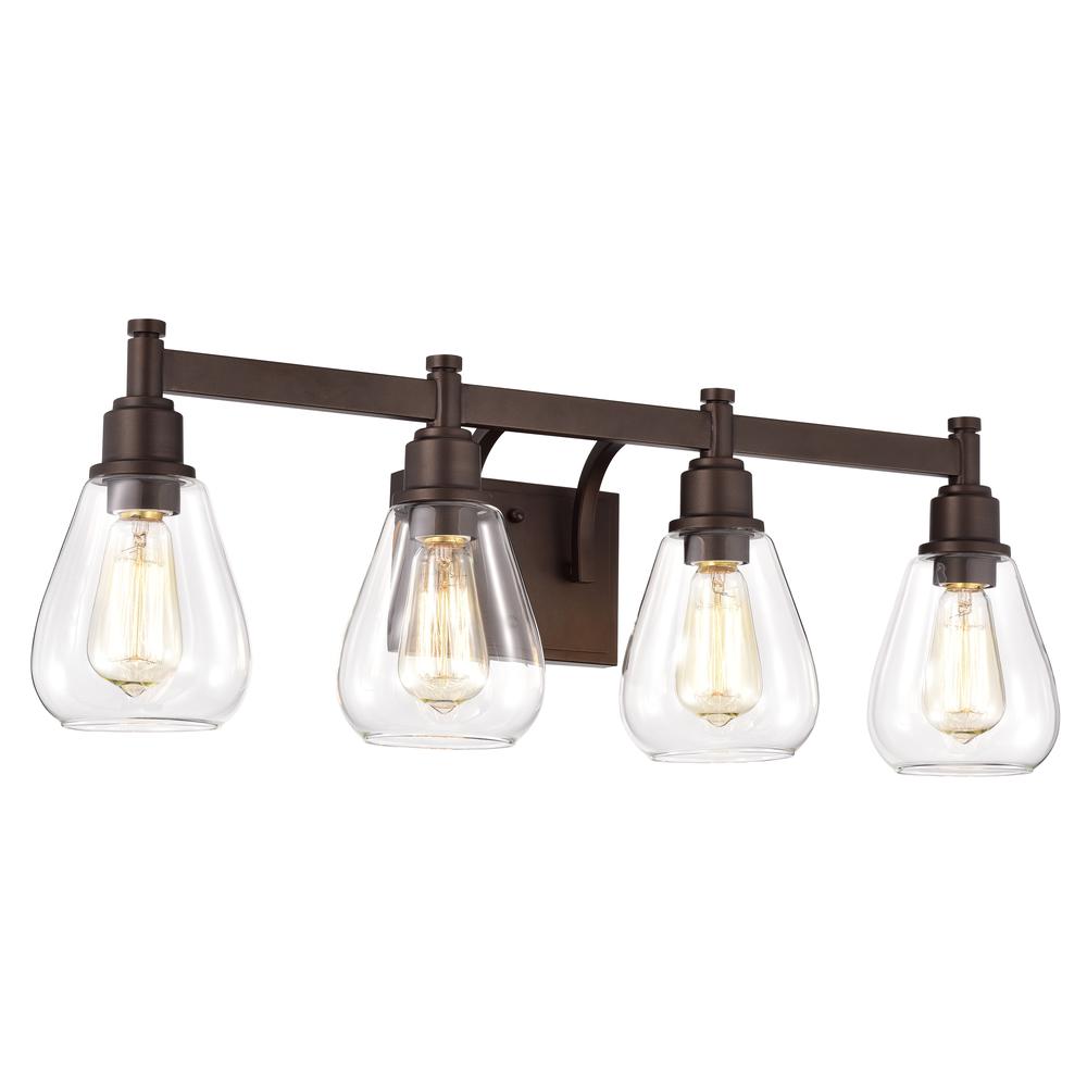 CHLOE Lighting HUDSON Transitional 4 Light Oil Rubbed Bronze Bath Vanity Fixture 29" Wide. Picture 1