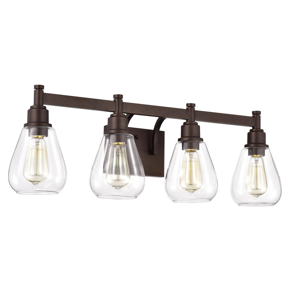 CHLOE Lighting HUDSON Transitional 4 Light Oil Rubbed Bronze Bath Vanity Fixture 29" Wide. Picture 3