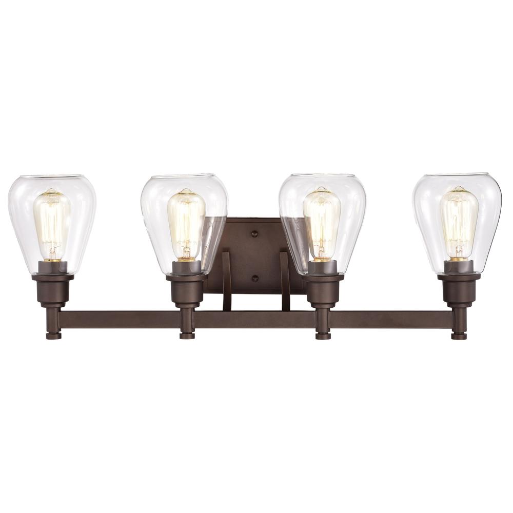 CHLOE Lighting HUDSON Transitional 4 Light Oil Rubbed Bronze Bath Vanity Fixture 29" Wide. Picture 2