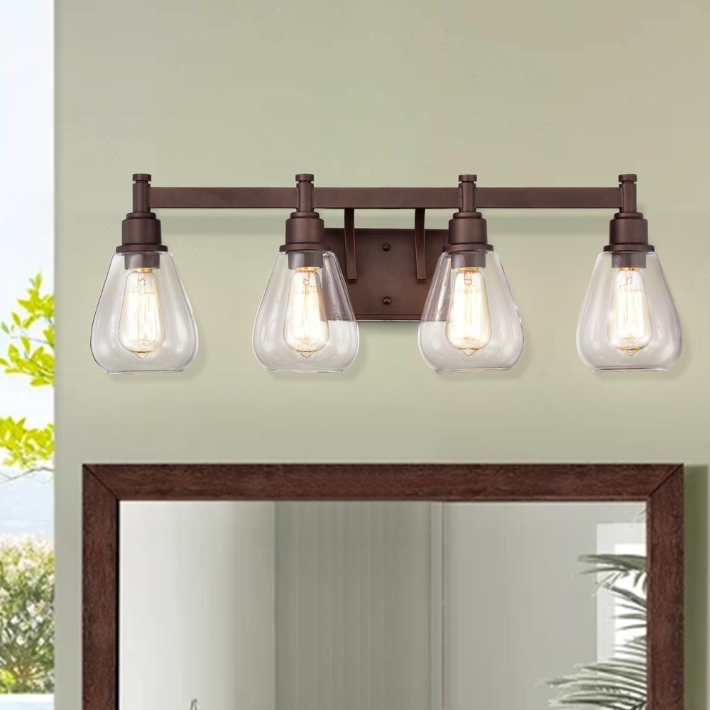 CHLOE Lighting HUDSON Transitional 4 Light Oil Rubbed Bronze Bath Vanity Fixture 29" Wide. Picture 9