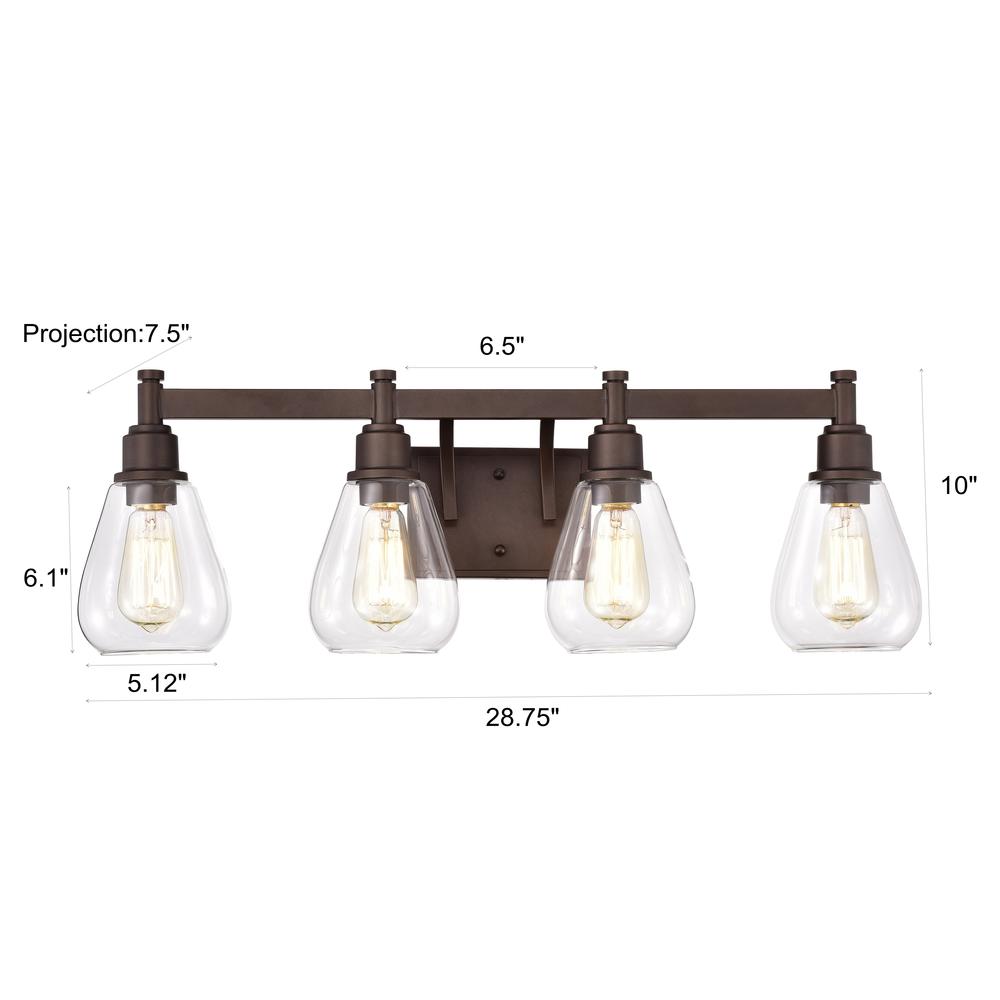 CHLOE Lighting HUDSON Transitional 4 Light Oil Rubbed Bronze Bath Vanity Fixture 29" Wide. Picture 11