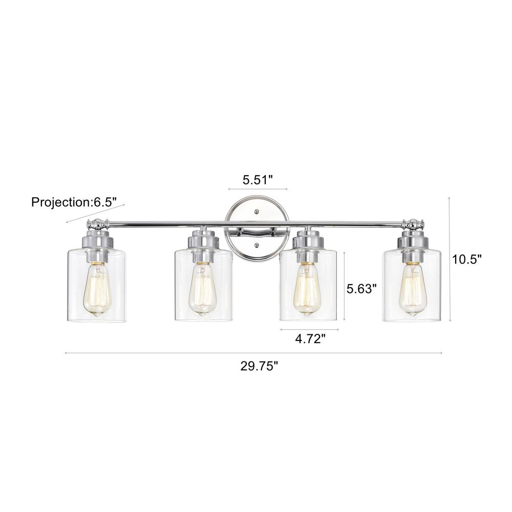 CHLOE Lighting KARSON Transitional 4 Light Chrome Bath Vanity Fixture 30 " Wide. Picture 10