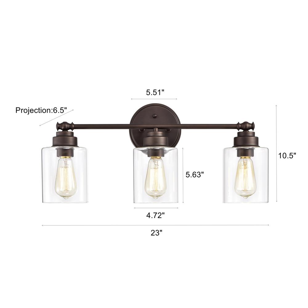 CHLOE Lighting KARSON Transitional 3 Light Oil Rubbed Bronze Bath Vanity Fixture 23" Wide. Picture 10