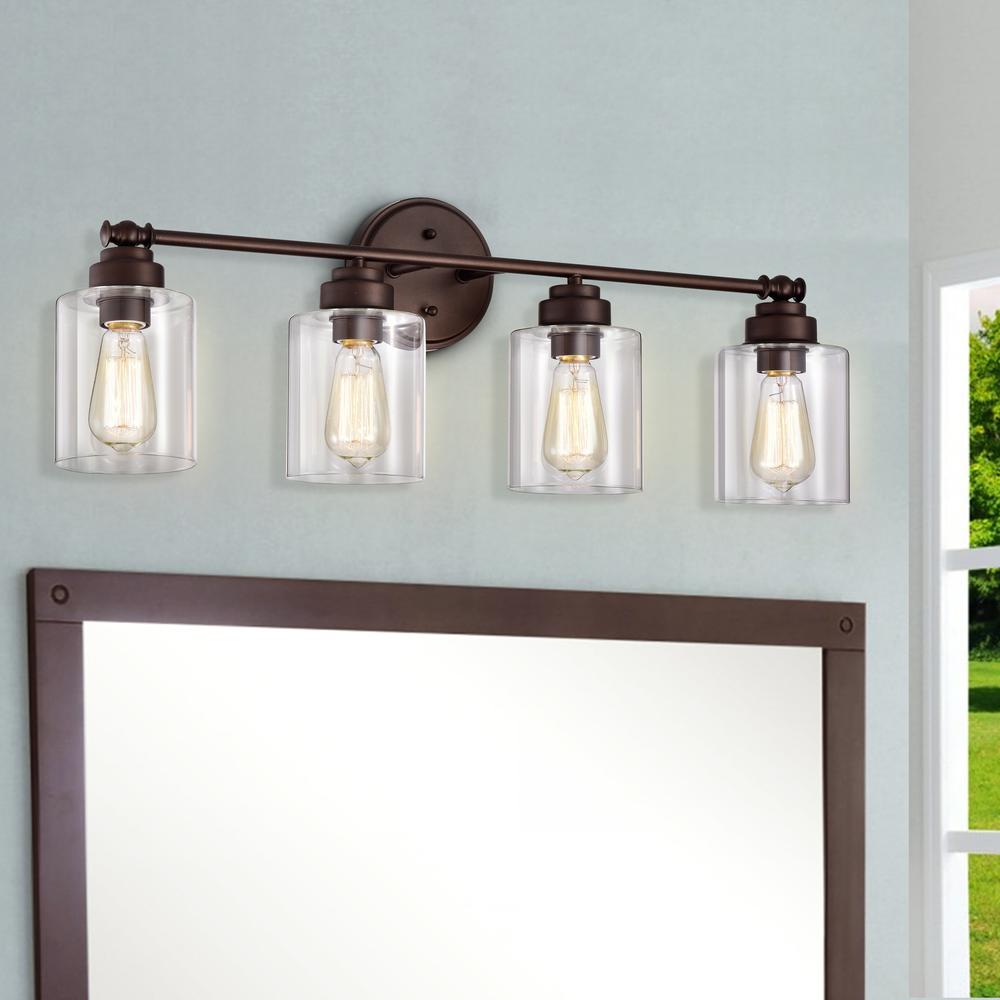 CHLOE Lighting KARSON Transitional 4 Light Oil Rubbed Bronze Bath Vanity Fixture 30" Wide. Picture 7