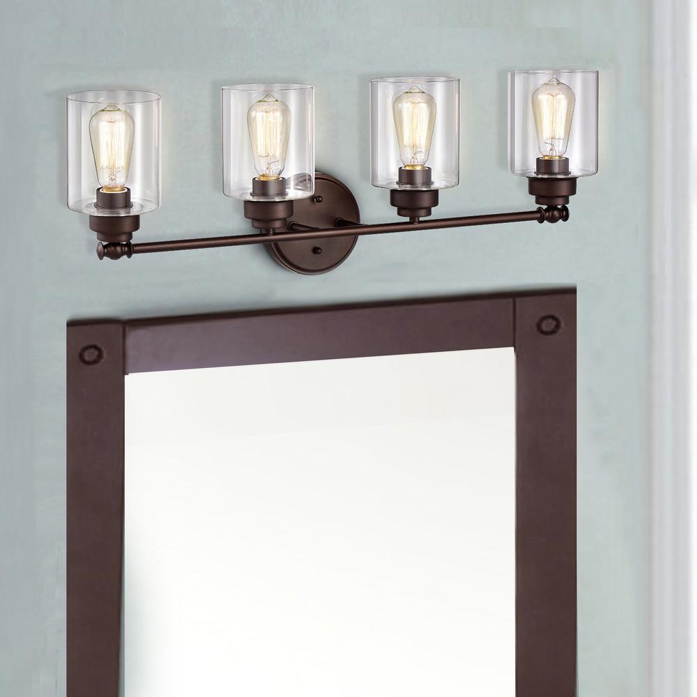CHLOE Lighting KARSON Transitional 4 Light Oil Rubbed Bronze Bath Vanity Fixture 30" Wide. Picture 9