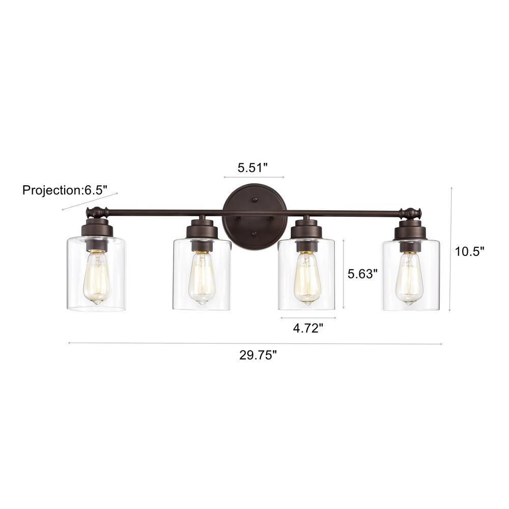 CHLOE Lighting KARSON Transitional 4 Light Oil Rubbed Bronze Bath Vanity Fixture 30" Wide. Picture 10