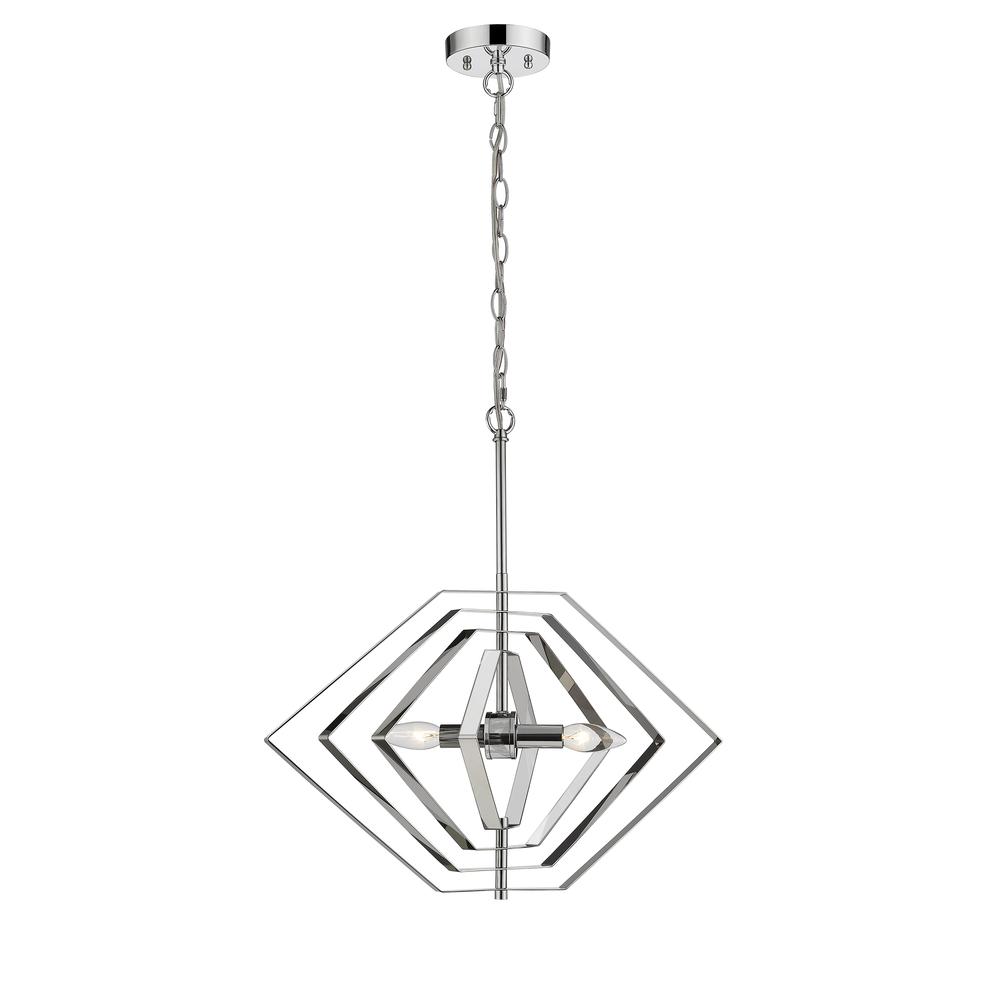 LUNA Contemporary 2 Light Chrome Ceiling Pendant 20" Wide. Picture 4