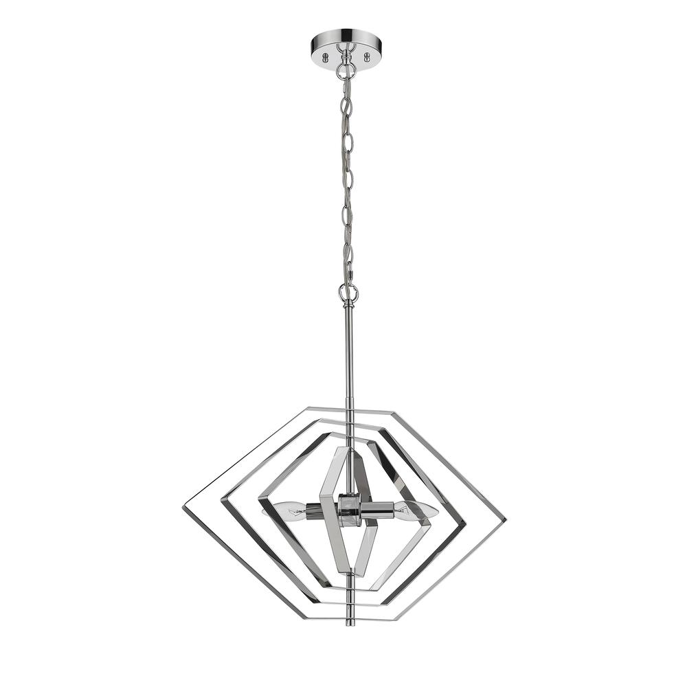 LUNA Contemporary 2 Light Chrome Ceiling Pendant 20" Wide. Picture 3
