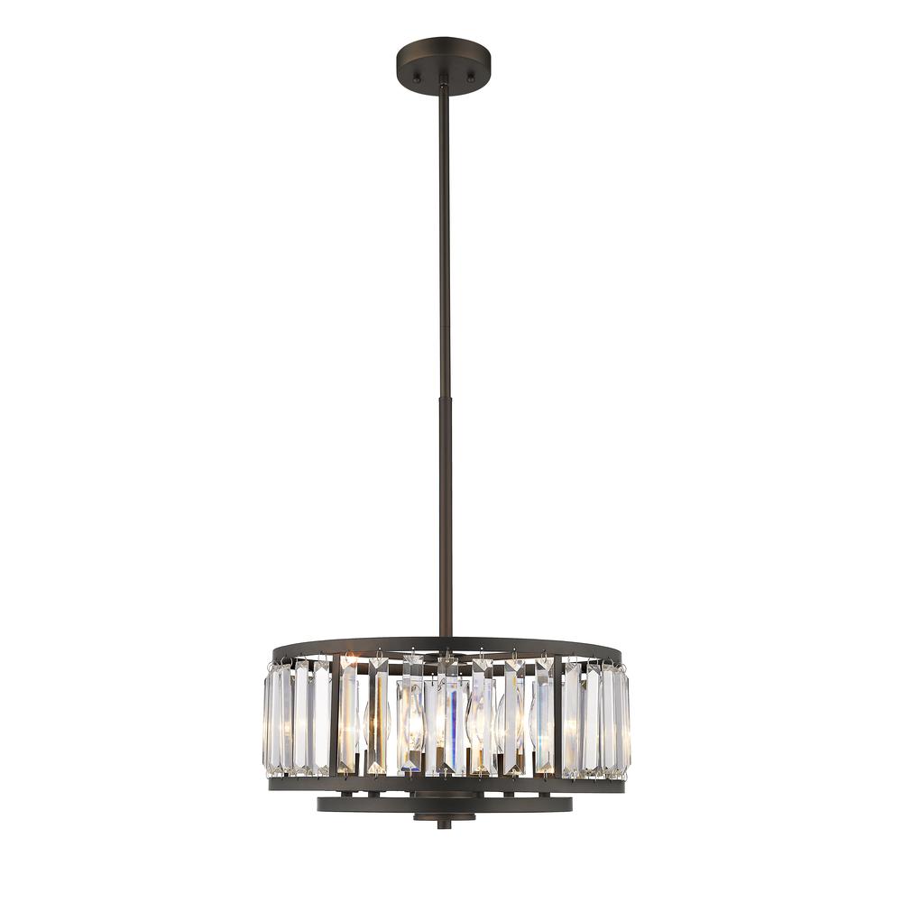 ELLIE Contemporary 6 Light  Rubbed Bronze Ceiling Pendant 16" Wide. Picture 4