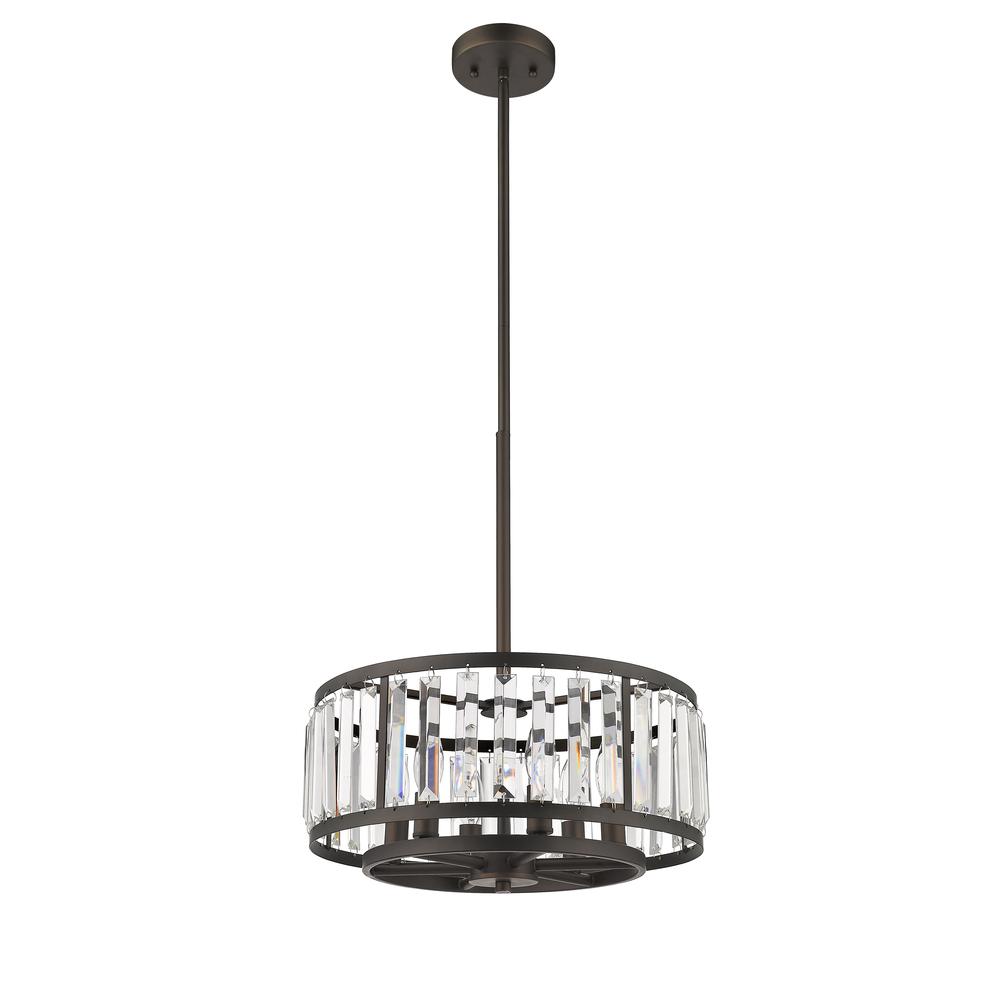 ELLIE Contemporary 6 Light  Rubbed Bronze Ceiling Pendant 16" Wide. Picture 3