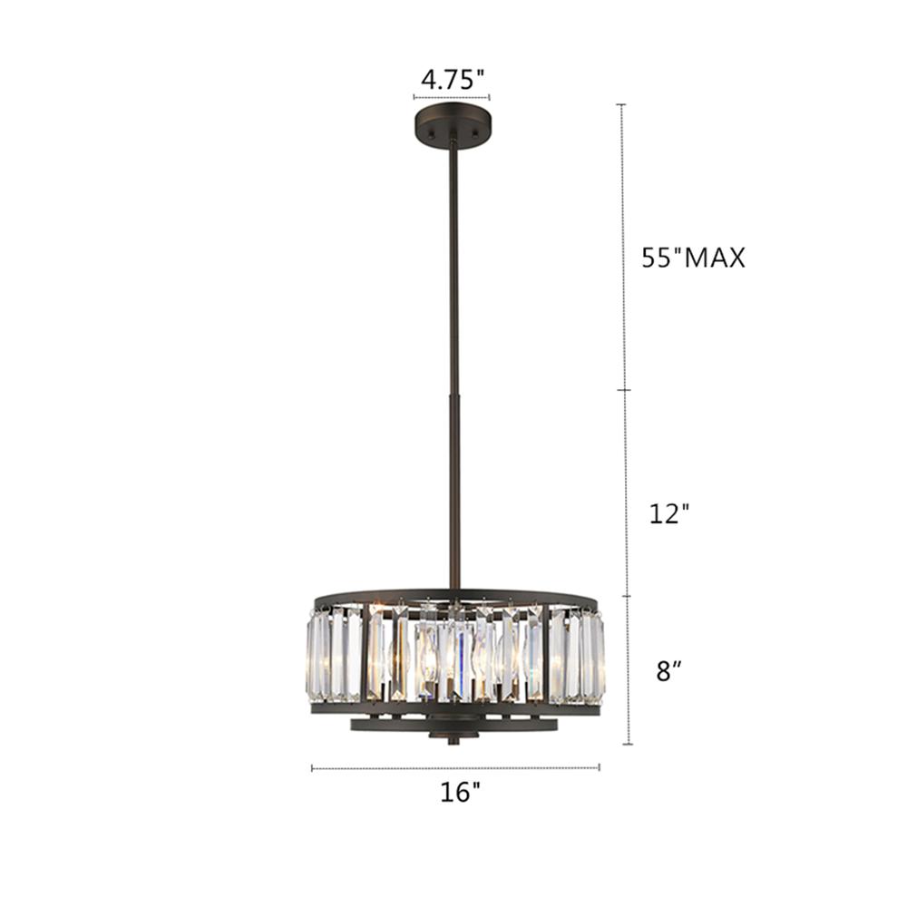 ELLIE Contemporary 6 Light  Rubbed Bronze Ceiling Pendant 16" Wide. Picture 1