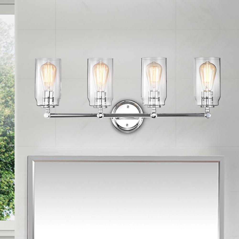 CHLOE Lighting JOYCE Contemporary 4 Light Chrome Bath Vanity Fixture 28" Width. Picture 7